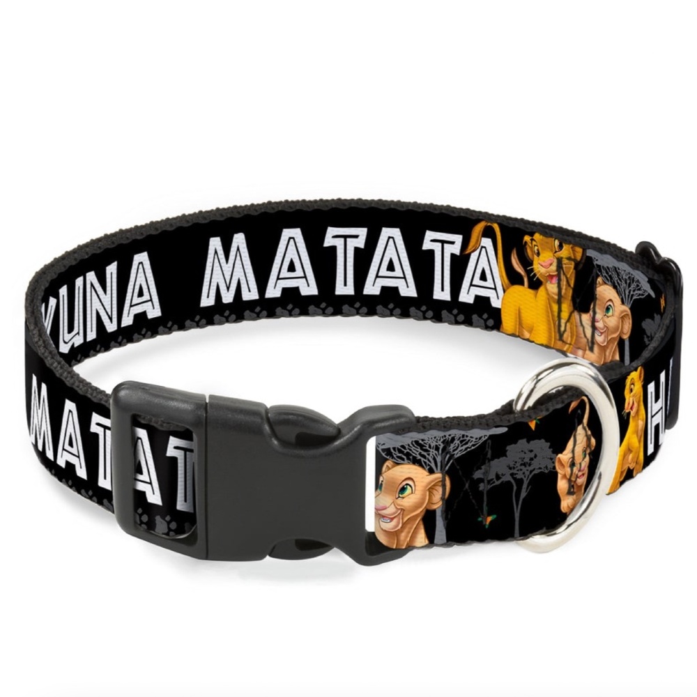 Buckle-Down Lion King Simba and Nala HAKUNA MATATA Black Dog Collar LARGE